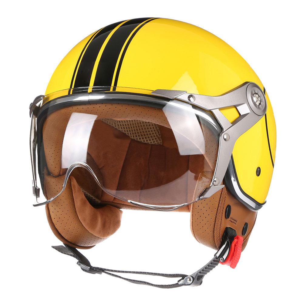 Retro Open Face Helmet Jet Motorcycle Helmet Detachable Clear Wind Visor For Vintage Scooter Moped Rider Adult Vespa Commuter