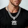 Hip Hop Letter KING Pendant Necklace, Men's Street Cuban Chain Decoration, Personalized Alloy Full Diamond Crown Pendant