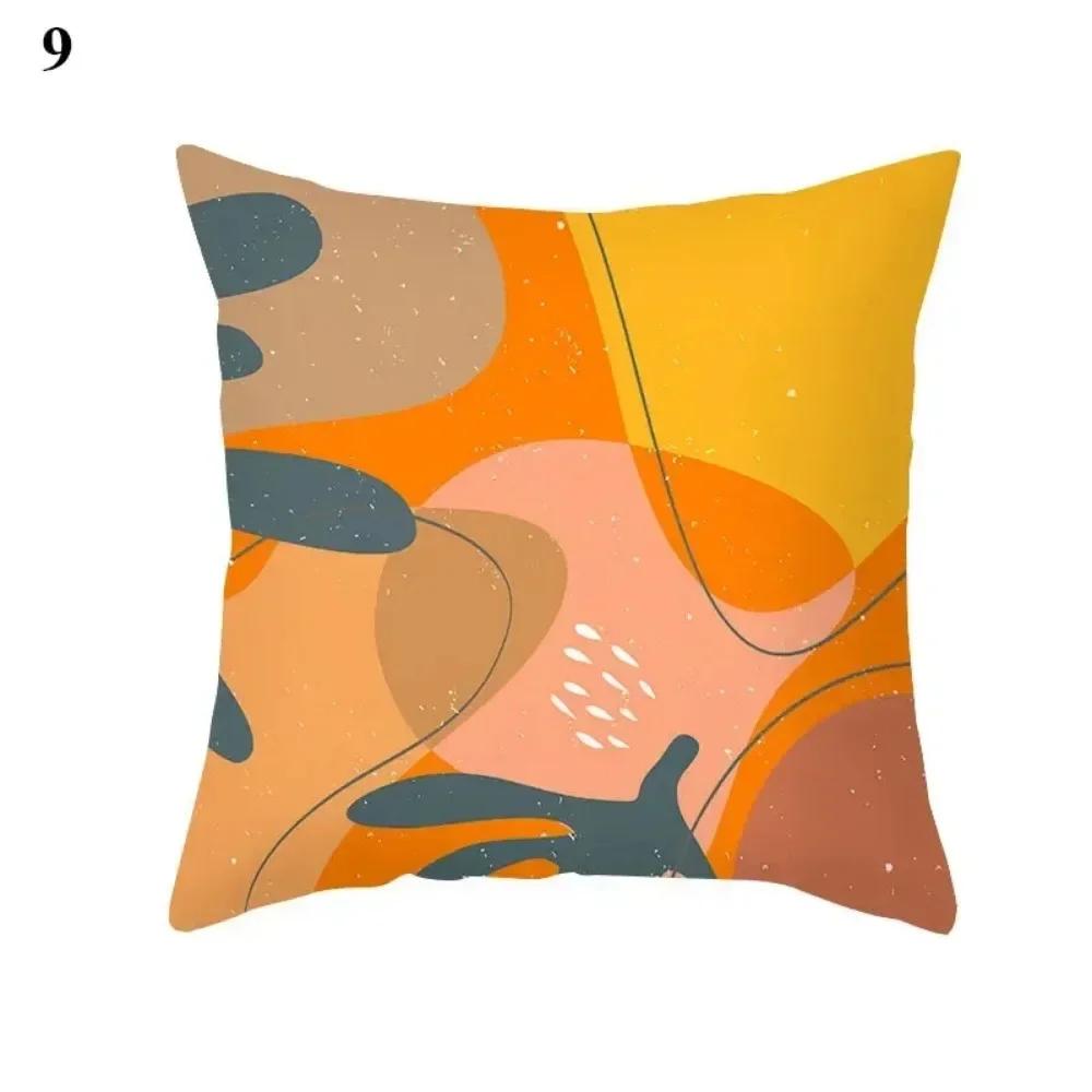 Retro Orange Color Geometric Throw Pillow Cover With Short Plush Print Living Room Sofa Decoration Cushion Cover Pillow Covers