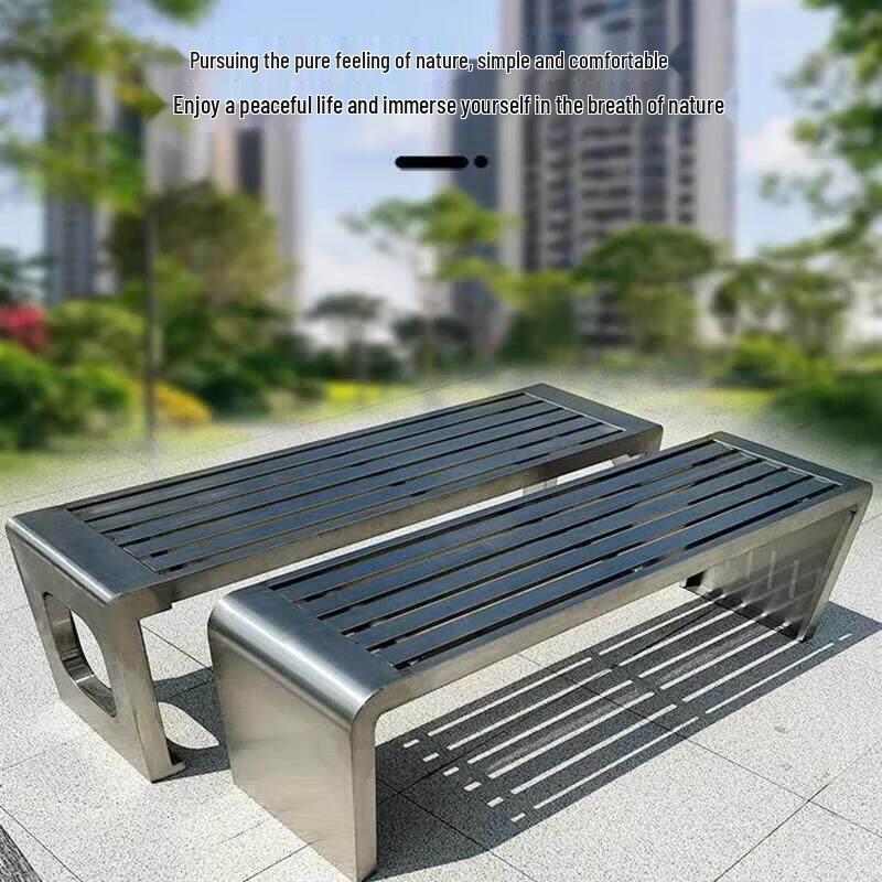 Outdoor Stainless Steel Park Bench with Backrest
