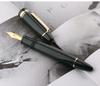 New MAJOHN P141 Copper Piston Fountain Pen #8 F/M Nib Luxury Black Resin Writing Ink Pen with View Ink Window Germany Design
