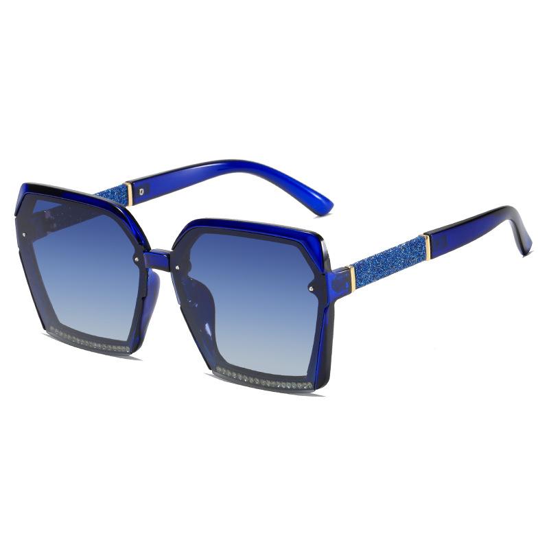 2025 New Women's Fashion Diamond Studded Polarized Sunglasses High End Face Slimming Glasses, Cross Border Square Frame Sunglas