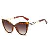 Luxury Retro Leopard Print Gradient Cat Eye Women Sunglasses     Double-Beam Glasses Leg Brand Design Men Glasses Uv400