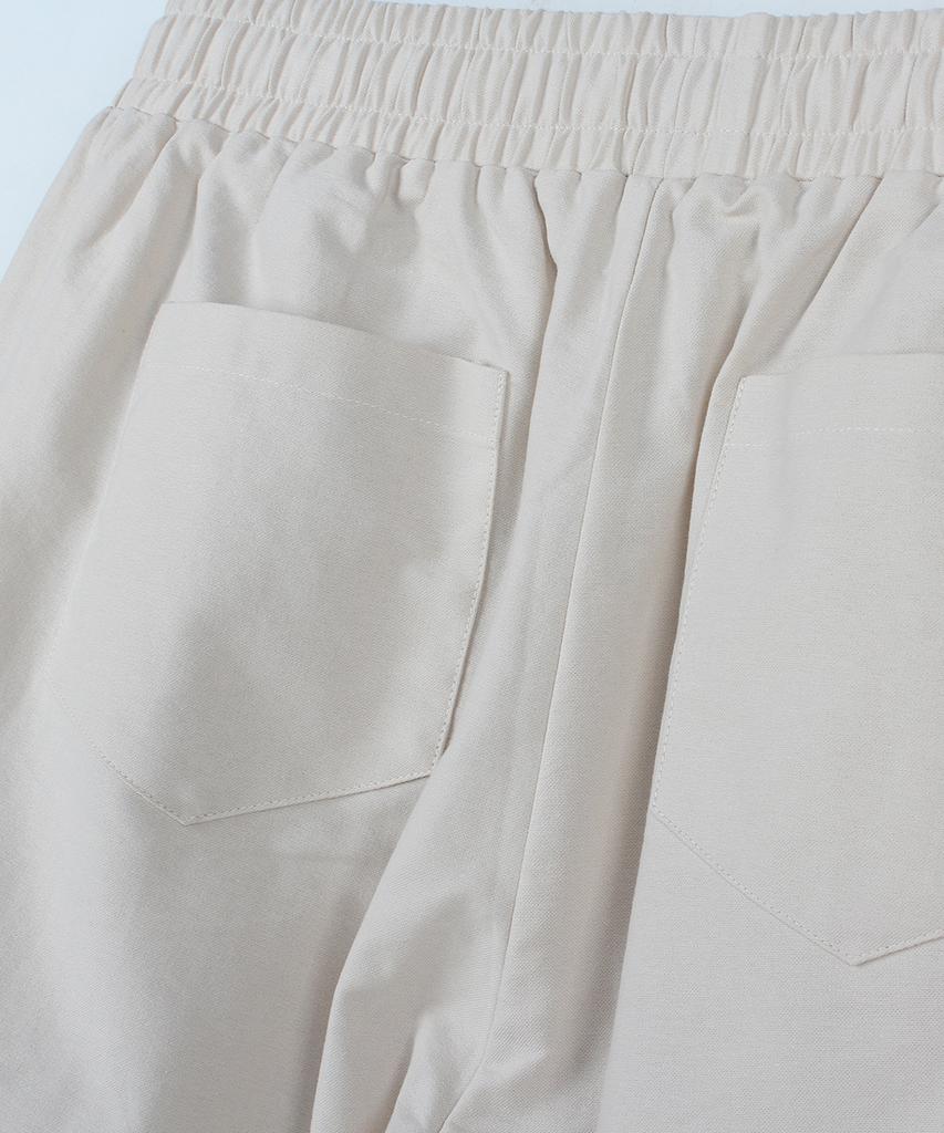 Jikeulib [2Pack] Linen-Like Elastic Waist One Pintuck Wide Pants