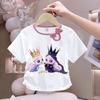 Girls' Cute Bowtie Top for Summer Children's Fashionable Round-neck Short-sleeved Pure Cotton T-shirt