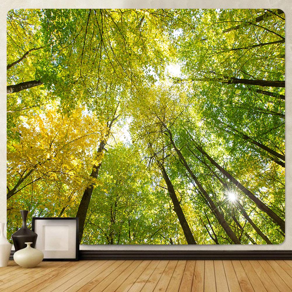 Forest Plants Leaves Psychedelic Scene Home Art Decor Tapestry Hippie Boho  Yoga Mat Mandala Room  Wall Hanging