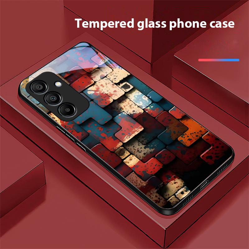 Creative Block For Samsung Galaxy A15 5G 54 4G 51 50 24 35 90 71 12 51 53 52S 80 22 34 Black Tempered Glass Phone Case