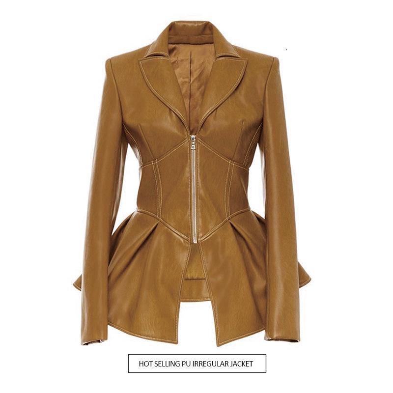 2026 Women's Fashionable Slimming Leather Jacket with Waist-Cinching Design