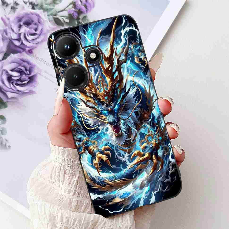 For Infinix Hot 30i 6.56" Case Tiger Luxury Flower Butterfly Silicone Soft Black Cover For Infinix Hot30i 30I X669C Phone Cases