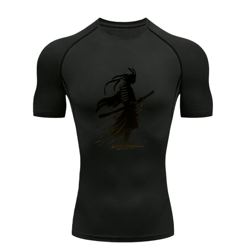 A Samurai Silhouette Men's Sports T-shirt Training Fitness Compression Workout T-Shirt