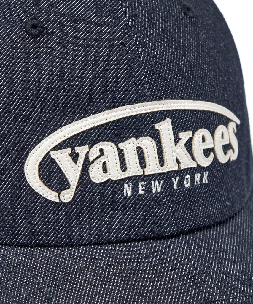 Emelbi Vintage Denim Curve Logo Unstructured Ball Cap Ny (Indigo)
