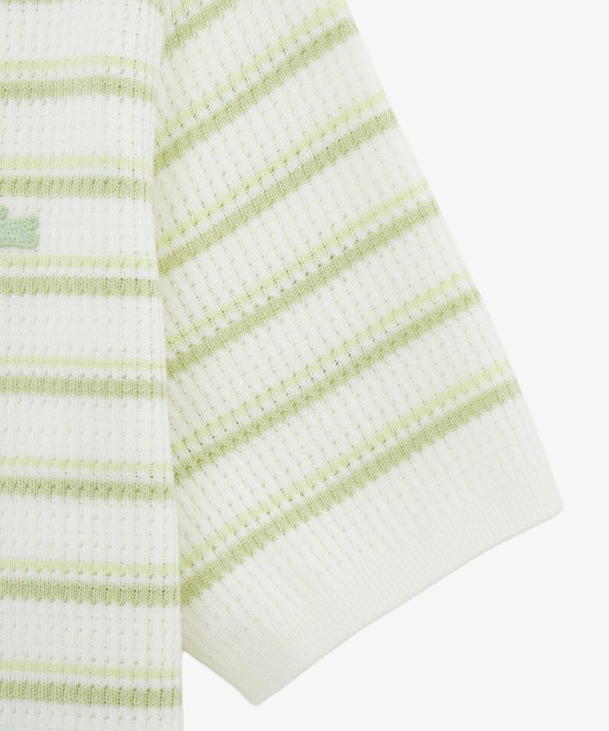 LACOSTE Women'S Striped Sweater Polo Shirt Pf710E-56G Uyb