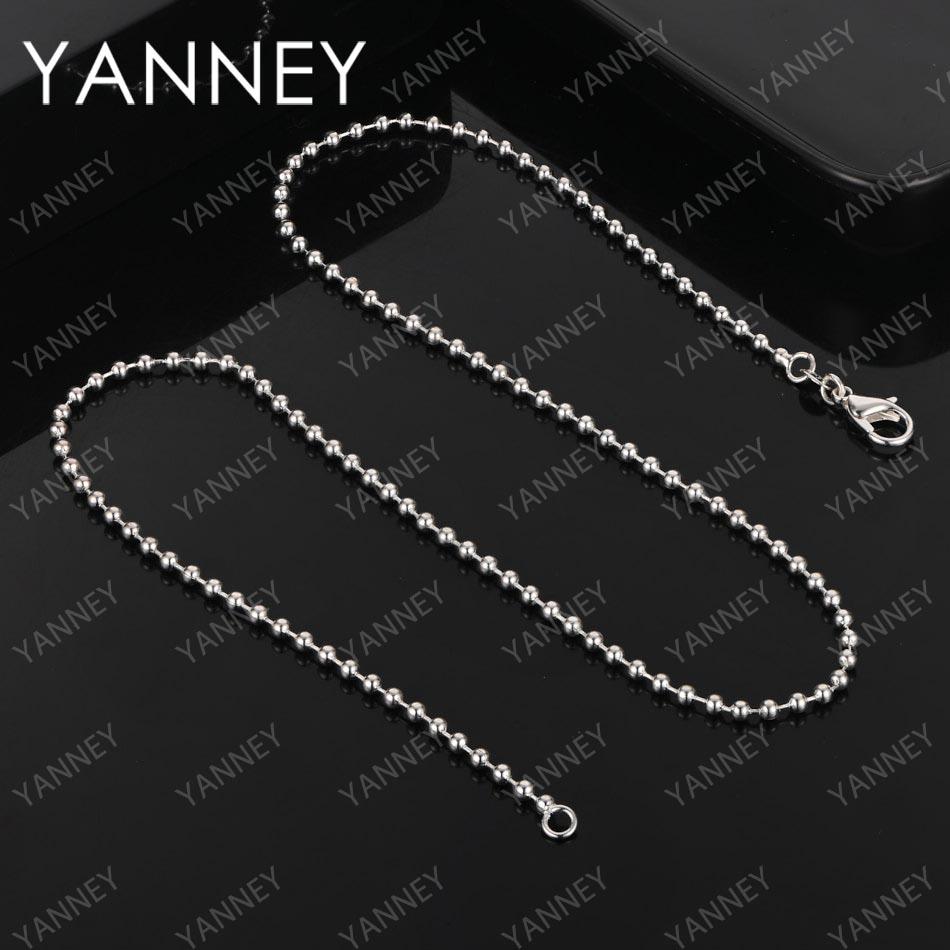 Charm 925 Sterling Silver 18 Inches 2MM Bead Chain Luxury Necklace For Women Men Punk Fashion Jewelry Gift