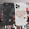 Coque en Silicone pour Iphone, compatible modèles 13, 12, 11, 14 Pro Max, 14plus, 13mini, mode luxe, avions populaires, carte du monde, voyage, bonbons