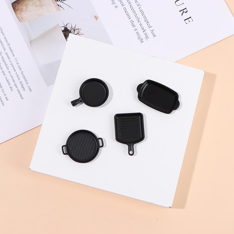 Doll'S House Black Baking Tray Baking Tray Steak Tray Miniature Kitchen Simulation Decoration Model
