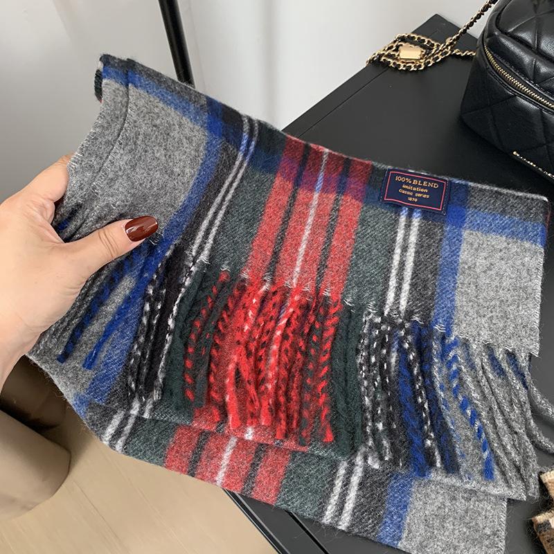 Luxury Plaid Scarf Winter Warm Cashmere Women Long Pashmina Foulard Female Scarves Lady Tassel Shawl Wraps Design New