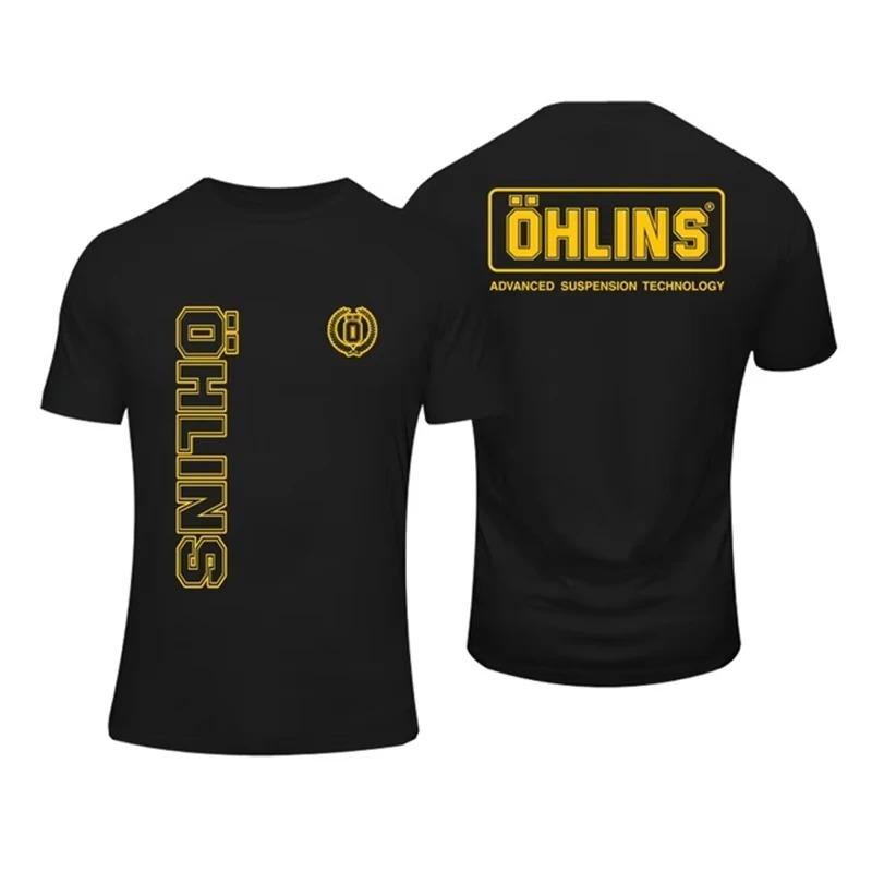 Niesamowita Męska Koszulka Ohlins Amortyzator Samochód Motocykl Sport Wyścigi Koszulka Letnia Codzienna Mężczyźni kobiety Krótki rękaw T-shirty