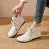 Leather Short Boots Women's Autumn Flat Boots Woman Shoes Beef Tendon Soft Bottom Non-slip Lace Up Ankle Boots for Women