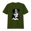 Zwaar 18gsm Border Collie T-shirt Realistische Zittende Hond Print Zwart Casual Ronde Hals Voor Huisdierbezitters Maten S Xxxl Alle