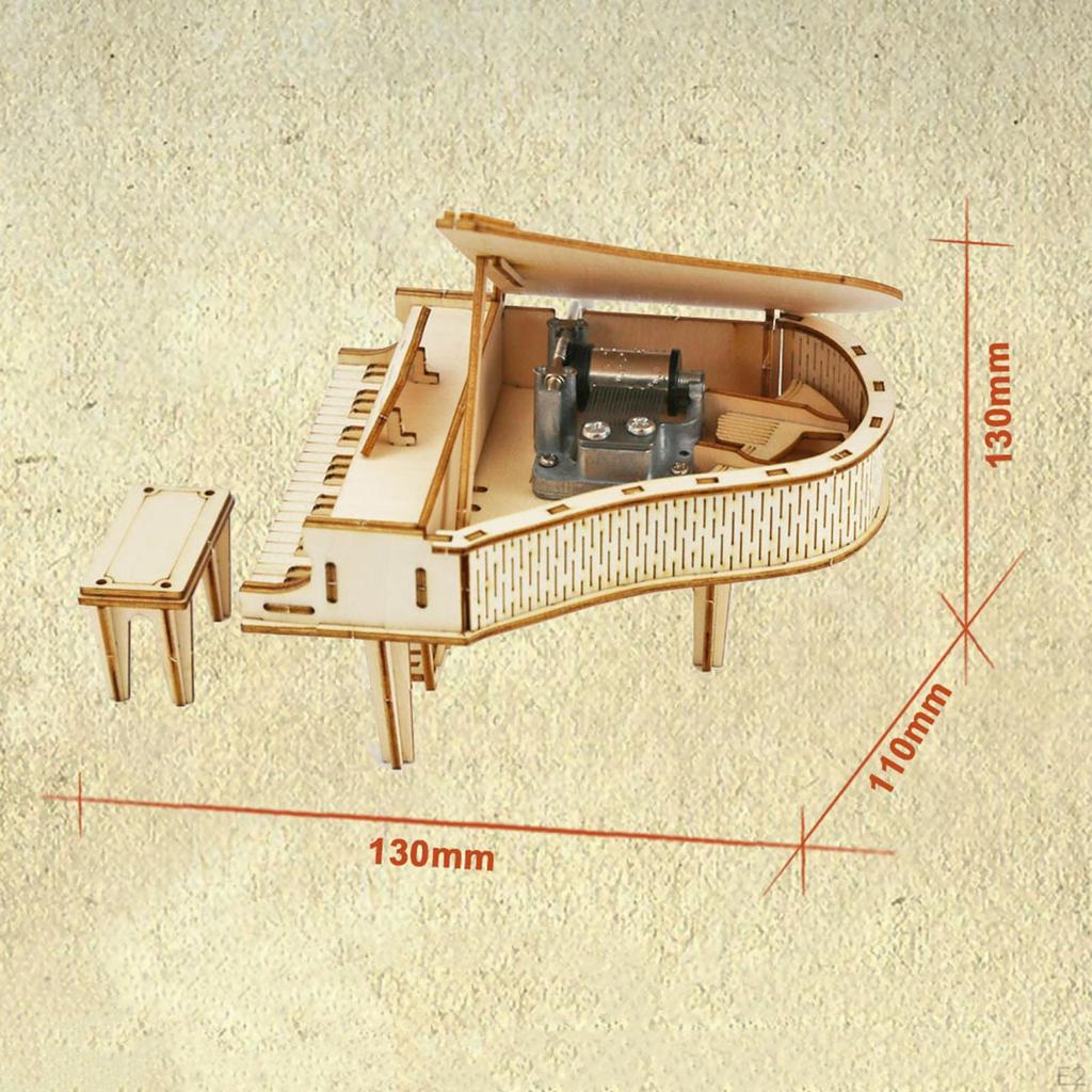 3D Puzzles for Adults Piano Music Box ,Wooden Puzzle Assembling Toy Model Kits To Build