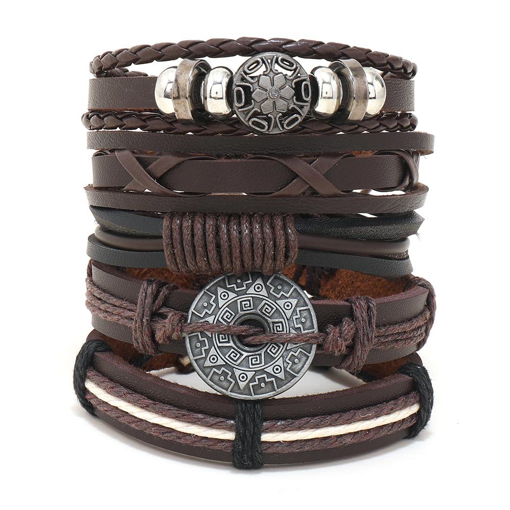 BBTO 6 Stk Halloween Læderarmbånd til Mænd Kvinder Sort Armbånd Justerbart Armbånd til Fest