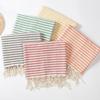 Customized 100% Cotton Turkish Beach Towel Soft Yarn-Dyed Jacquard Fringed Striped Pattern All-Season Ventilated for Bath Use