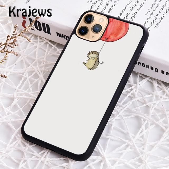Krajews Hedgehog and Balloon Phone Case Cover For IPhone 18 17 Air 16 15 14 Plus 11 12 13 Pro Max Coque Shell Fundas