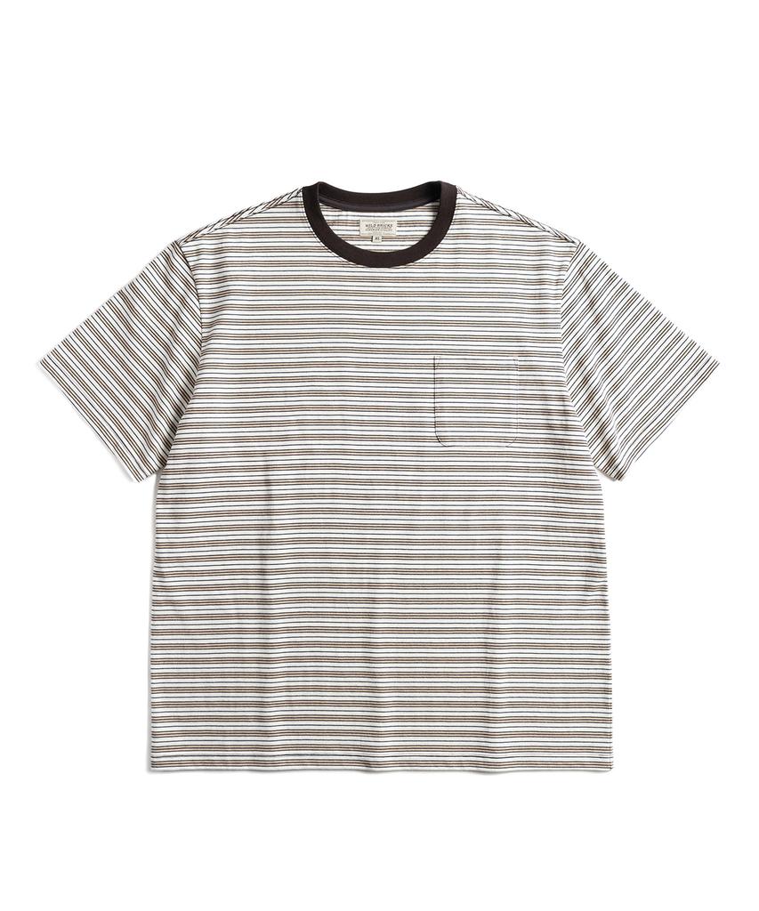Waildeubeuligseu W25 Striped Pocket Tee (Brown)