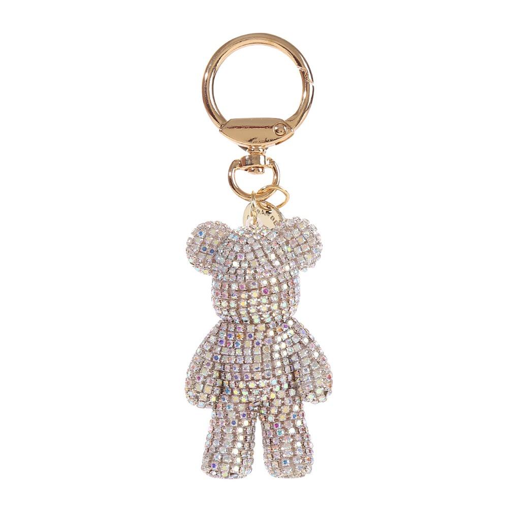 Exquisite Cartoon Rhinestone Bear Keychain Animal Bag Hanging Bear Pendant Metal Ornaments Car Keyring Girls