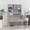 vidaXL Desk with Shelf Concrete Gray 102x45x148 Cm Wood Material
