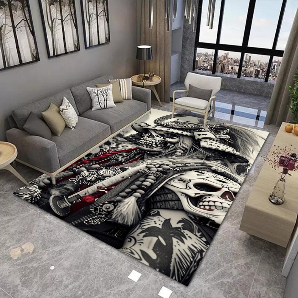 Skeleton Warrior Carpet for Home Living Room Bedroom Sofa Doormat Decor Large Area Rug Non-slip Floor Mat Create Skull Printing