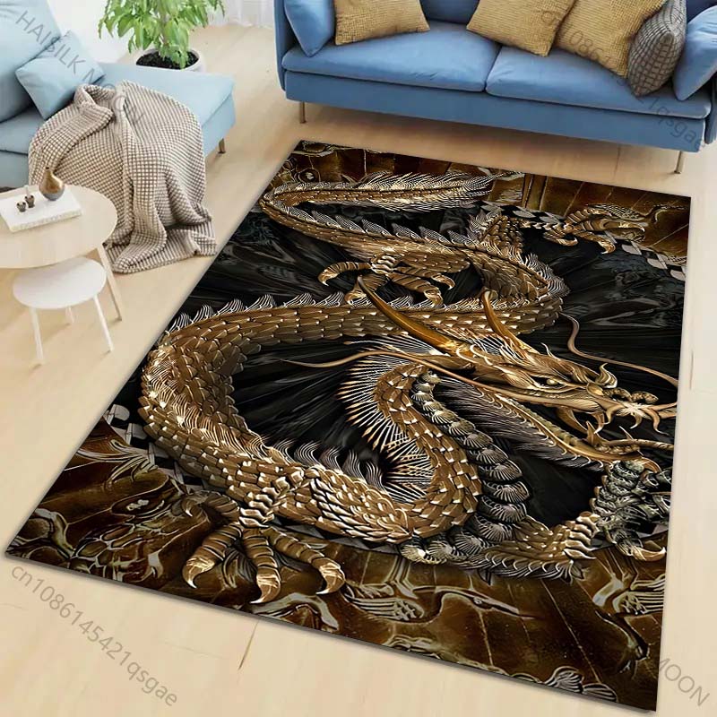 Oosterse Draak Patroon Tapijt in Meerdere Maten voor Woonkamer Slaapkamer Bank Huisdecoratie Antislip Vloermat Grote Maat Luxe Cadeau