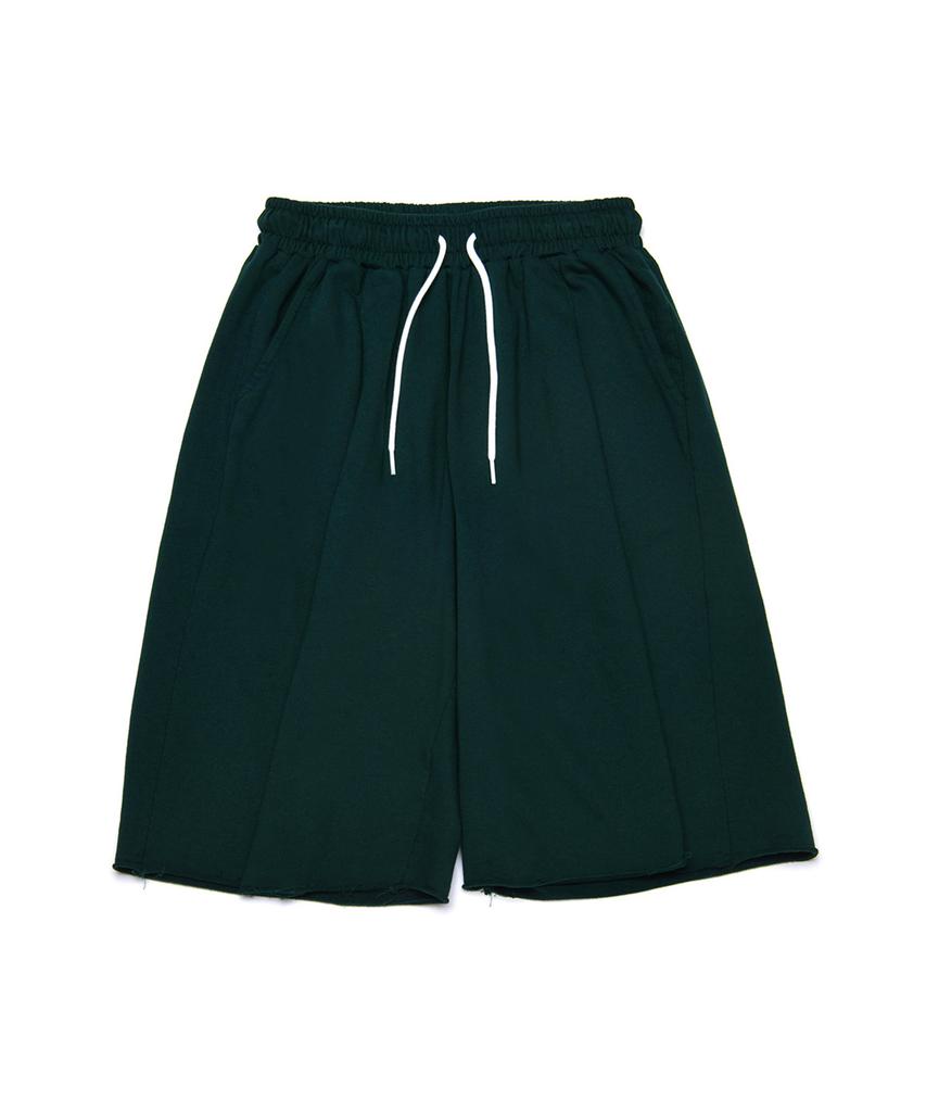 ANNOT Cutoff Wide Half Sweatpants Deep Green