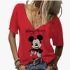Tricou Disney Minnie Mouse Femei Modă de Vară Topuri cu Decolteu în V Tricouri Femeie Casual cu Mânecă Scurtă Îmbrăcăminte Ținută Cartoon Streetwear