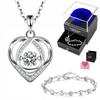 SILVER Necklace Women' Chain Heart Pendant As a gift + SET