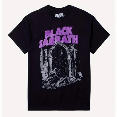 T-shirt da uomo Black Sabbath Night Arch con grafica Cotone confortevole Girocollo Maniche corte 180g