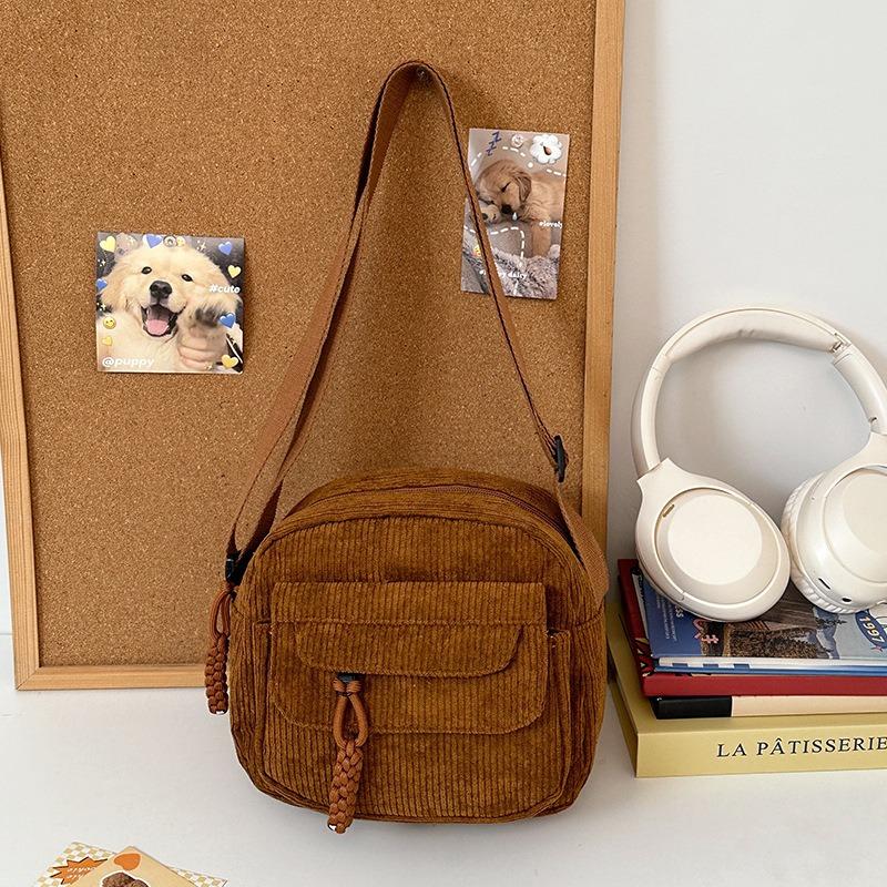 Cord Samt Frühling neue Mode einfarbig Damen Tasche Schulter Umhängetasche Campus Mode Tasche