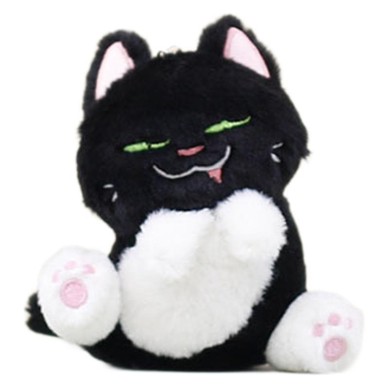 Cute Plush Cat Keychain Toy Soft Sitting Black Cat Doll Accessory For Bags