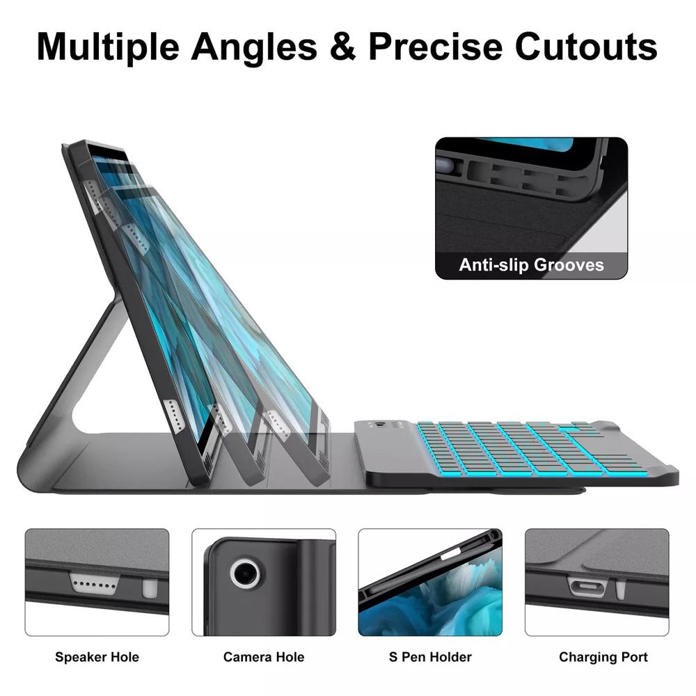Etui for Samsung Galaxy Tab A11 Plus 11 tommer, Avtakbart Bluetooth-tastaturdeksel for Samsung Tab A11+ SM-X230/235/236B/310/315