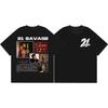 Ράπερ 21 Savage Γραφικά Μπλουζάκια Unisex Unisex Χιπ Χοπ Vintage Κοντομάνικα Μπλουζάκια Καλοκαιρινά Casual Μόδα Φαρδύ Μπλουζάκι Streetwear
