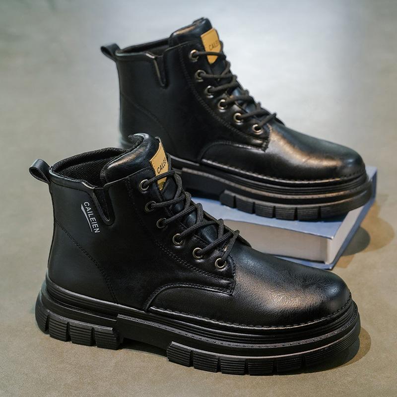 Herrenstiefel Vier Jahreszeiten Retro Britische Arbeitsstiefel Weiche Sohle Rutschfest High-Top Freizeitstiefel Mode Jugend Joker Outdoor-Stiefel