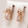 Fashion Rose Gold Cute Cat Earrings For Girls Unique Black Natural Zircon Earrings Children Xmas Gifts Animal Jewelry