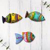 4 Pcs Wooden Tropical Fish Wall Art Colorful Printed Fish Beach Wall Decor Nautical Coastal Wall Sculpture for Home Bedroom Bathroom Lake House