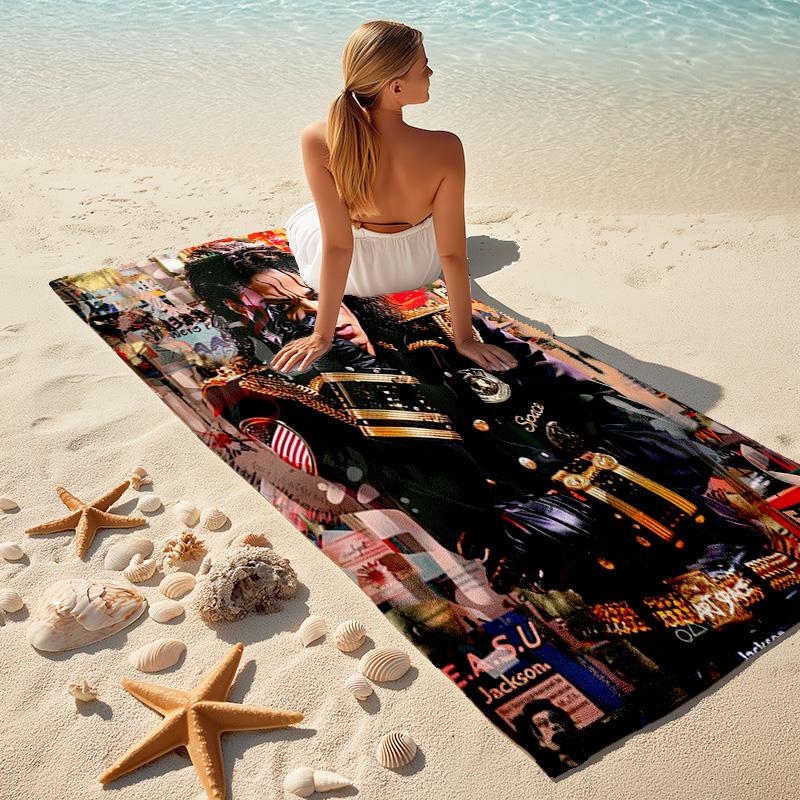 American Music Rock Michael Joseph Jackson Beach Towel Outdoor Camping Vacation Swimming Beach Towel Outdoor Absorbent Bath Towel Y8