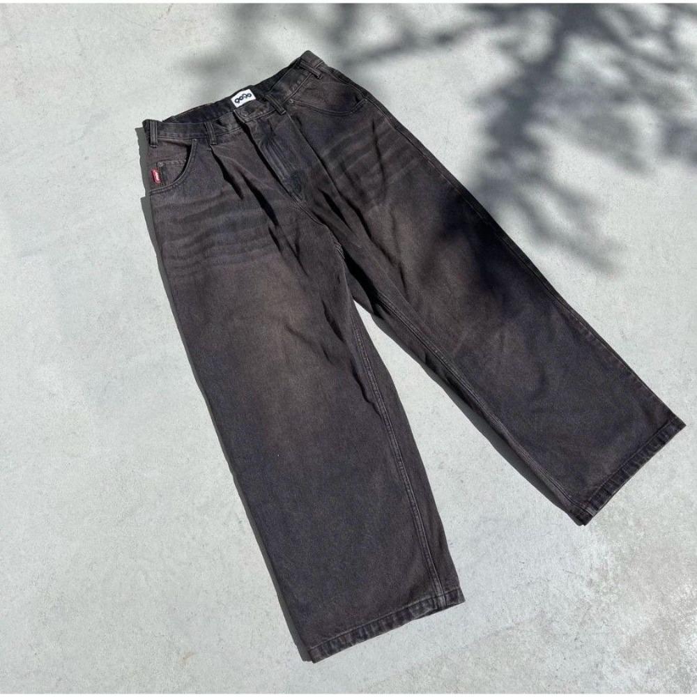 GLYDE High Street Retro Harajuku Streetwear Trousers American Style Baggy Washed Jeans Trendy Loose Casual  Pants
