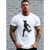 Europäische Größe Silhouette Design | Sportler beim Fußballtreten Muster Druck Kleidung, Outdoor Trendige Druck T-Shirts