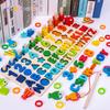 Rompecabezas de Números de Madera Clasificación Juguetes Montessori Para Niños Pequeños Clasificador de Formas Contar Juego de Pesca Bloque de Apilamiento Matemático Educativo