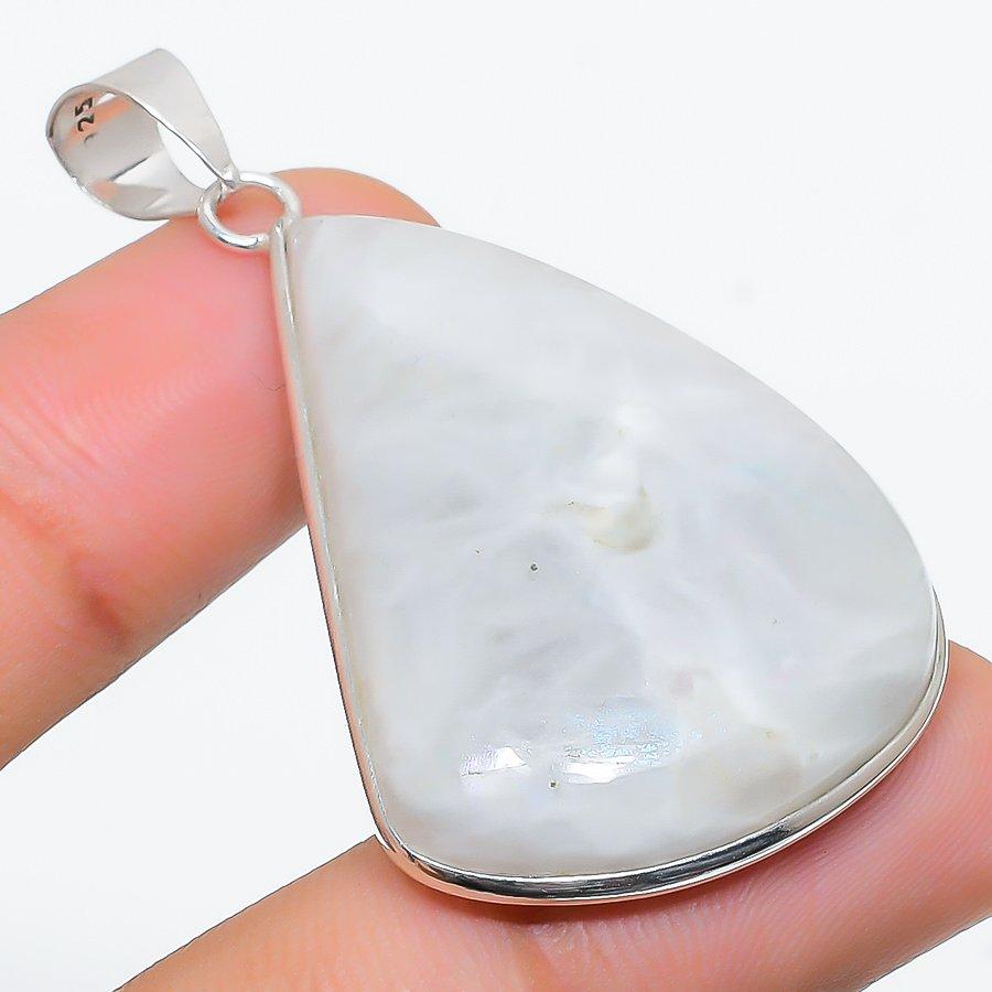 Piedra Lunar Arcoíris Hecho a Mano Plata de Ley 925 Colgante de Joyería 1.97" m5d31