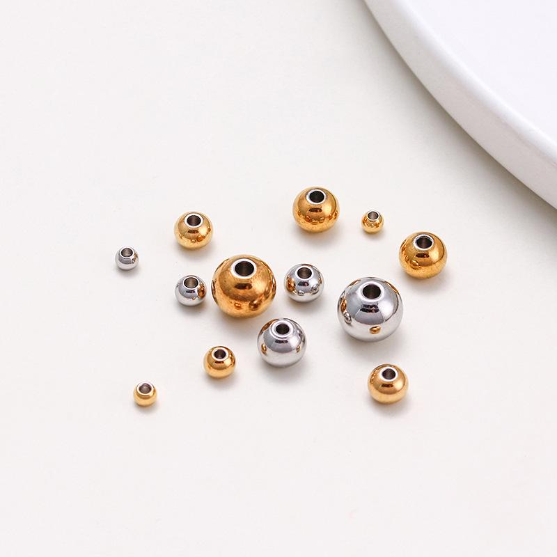 Perles Rondes en Acier Inoxydable Couleur Or 18K Préservation de la Couleur pour Bijoux et Bracelets DIY.