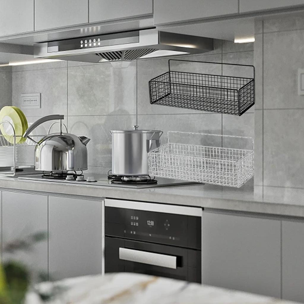 Kitchen Hanging Storage Rack Wall Mounted Storage Basket Punch Free Hanging Wall Organizer Baskets